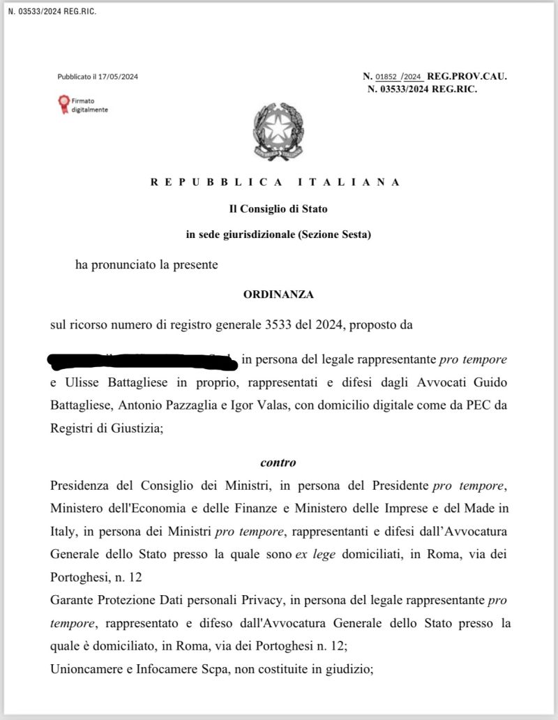 Il Consiglio di Stato ha accolto l’istanza cautelare e sospeso l’esecutività della sentenza di riget