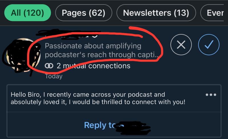 Give me a break 🙄. So many connections requests from these podcast “fans” that want to sell me serv